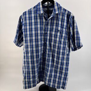 Ariat Mens AriatTEK Heat Series Blue Plaid Short Sleeve Button Down Shirt Size M